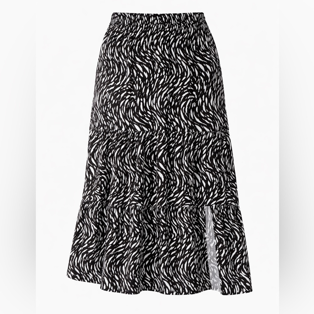 Nine West Black & White Abstract Print Midi Skirt – Size M